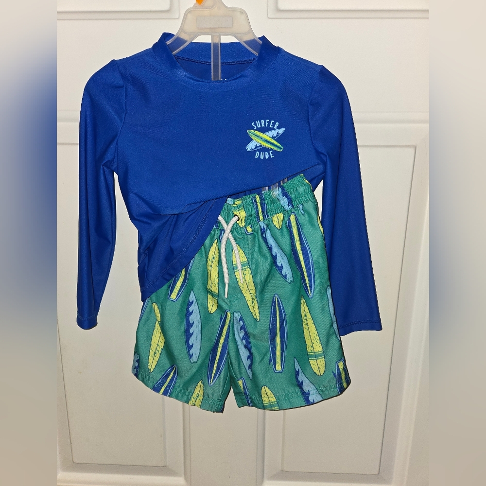 Carter's Child of Mine Baby and Toddler Boy 2pc Rash Guard Swim Set, Sz 4T